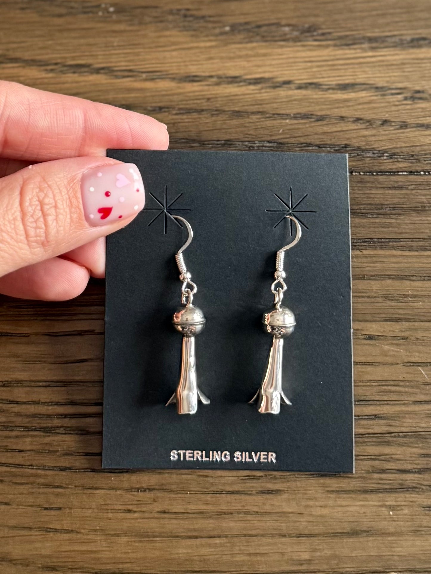 Sterling Silver Squash Blossom Dangle Earrings