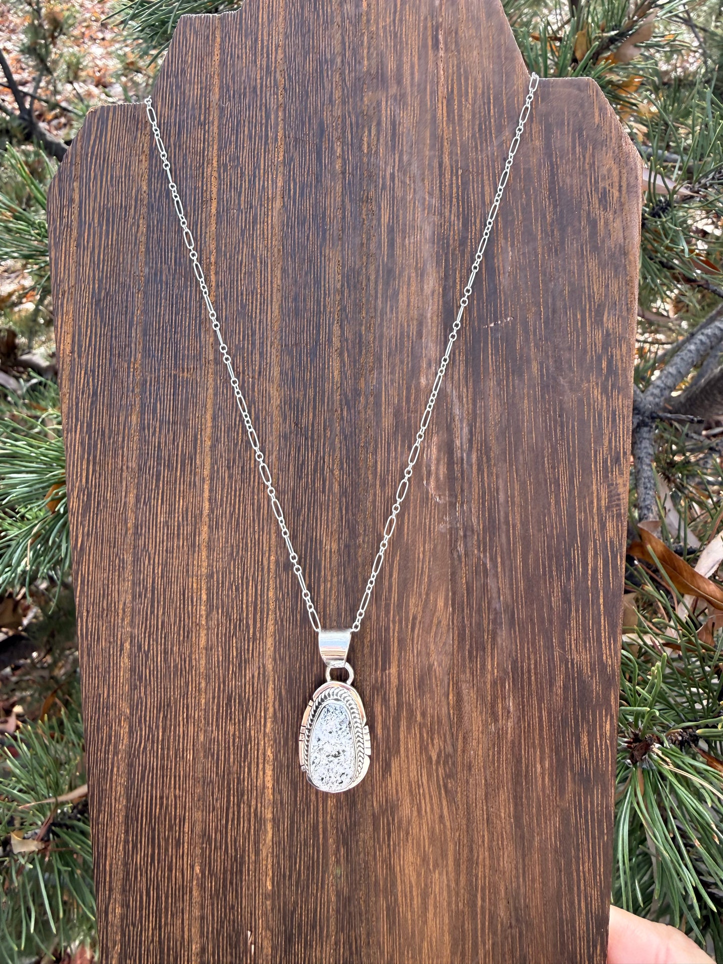 White Buffalo Pendant Necklace by Linda Johnson (Navajo) – 18”