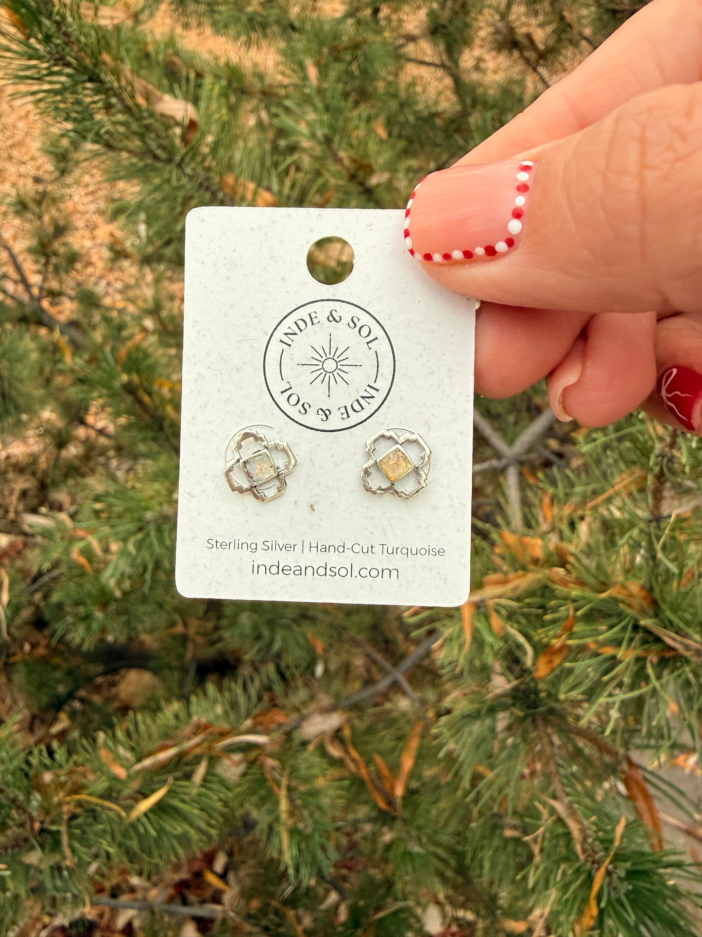 White Opal Zia Stud Earrings