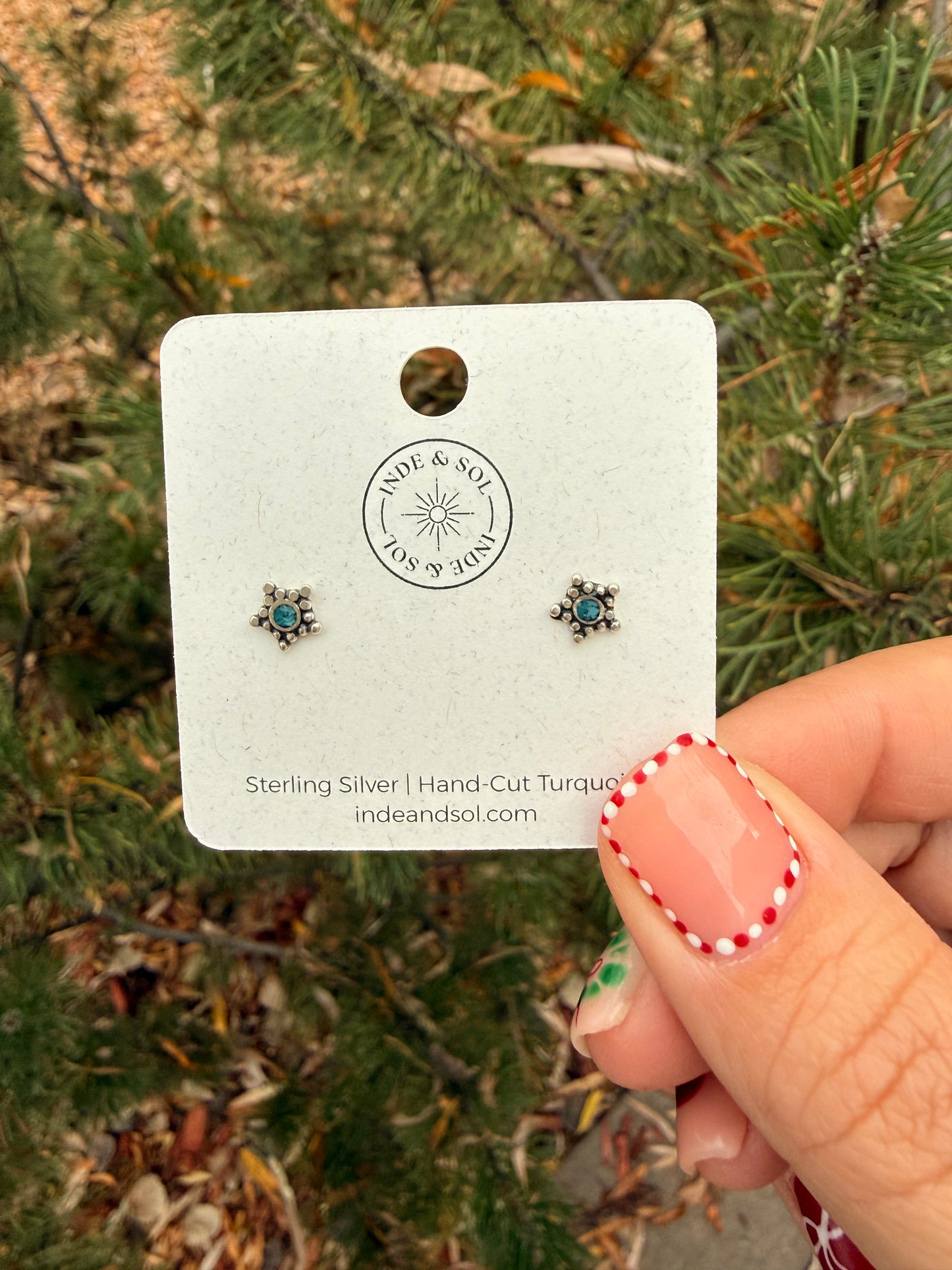 Turquoise Chip Star Stud Earrings