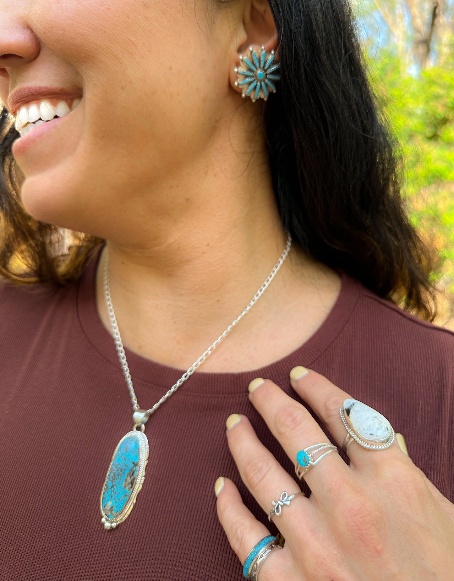 Zuni Turquoise Sunburst Stud Earrings - Samantha Waatsa