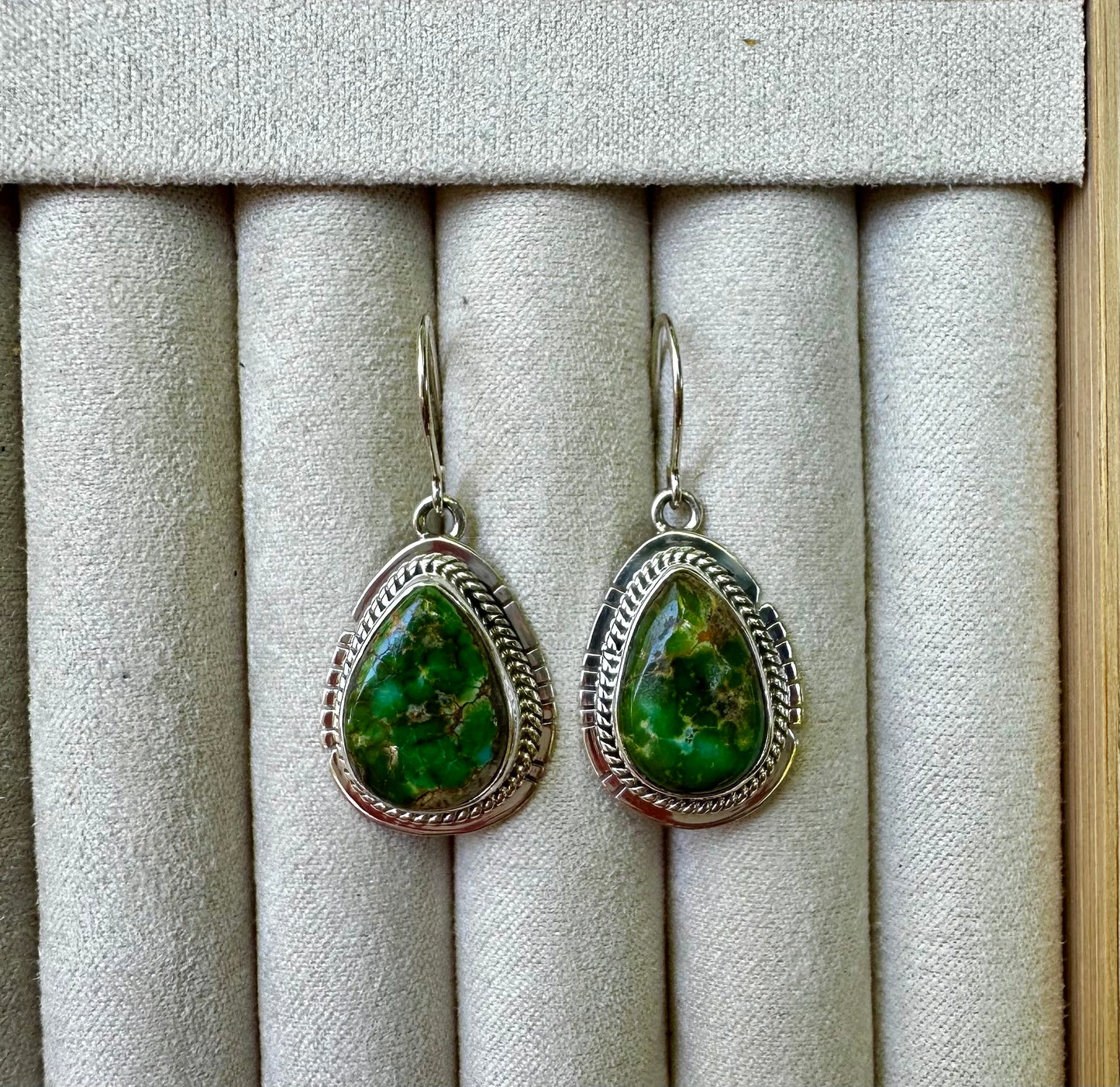 Green Turquoise Earrings by Linda Johnson