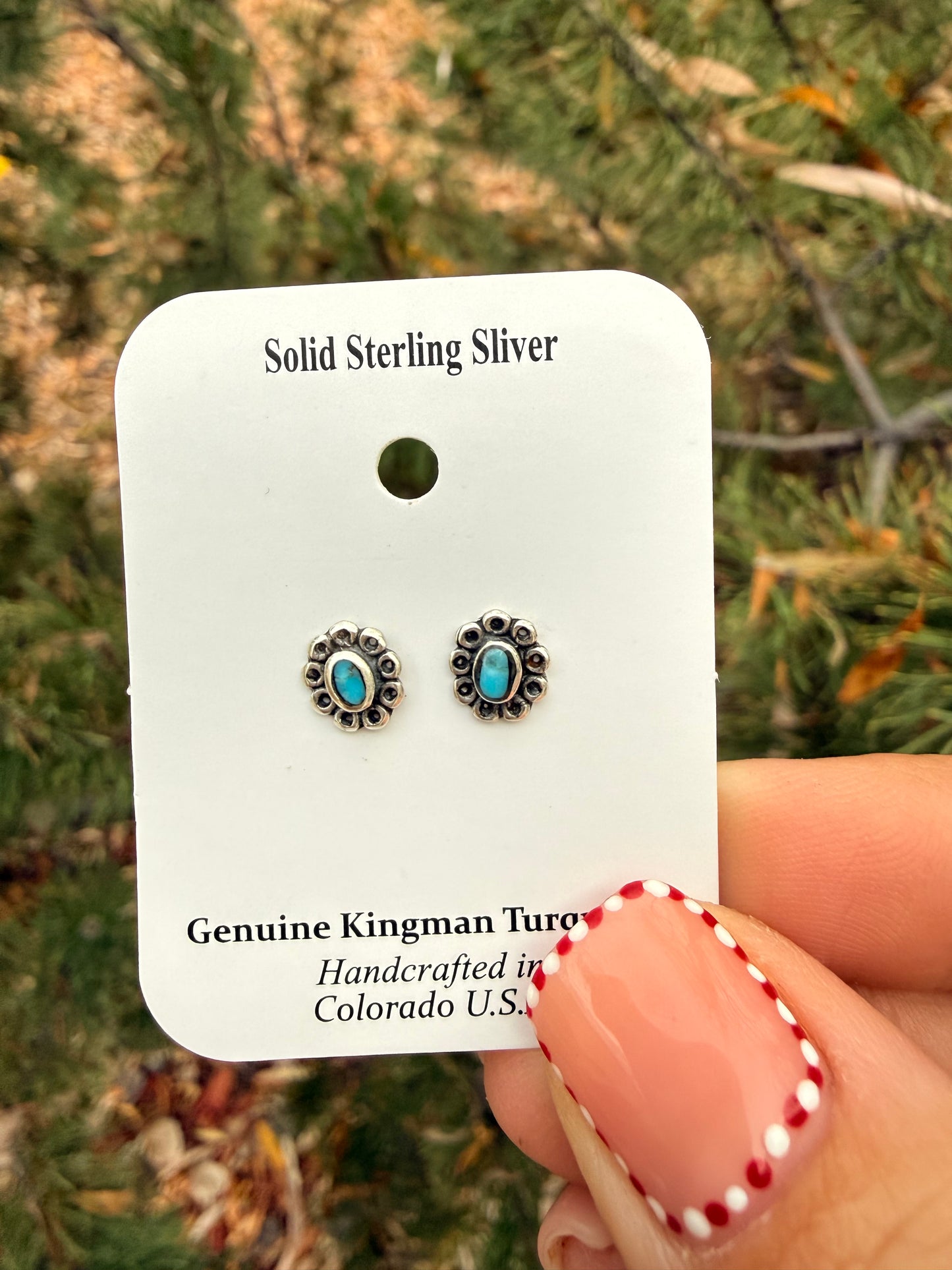 Kingman Turquoise Flower Stud Earrings