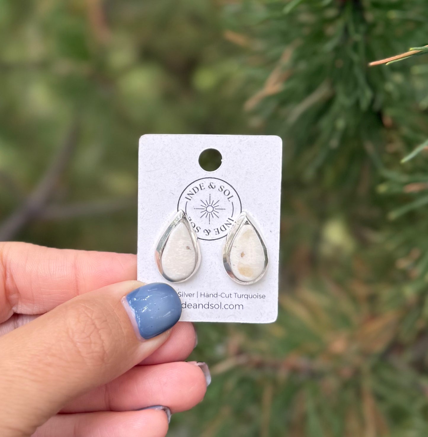 White Buffalo Tear Drop Studs
