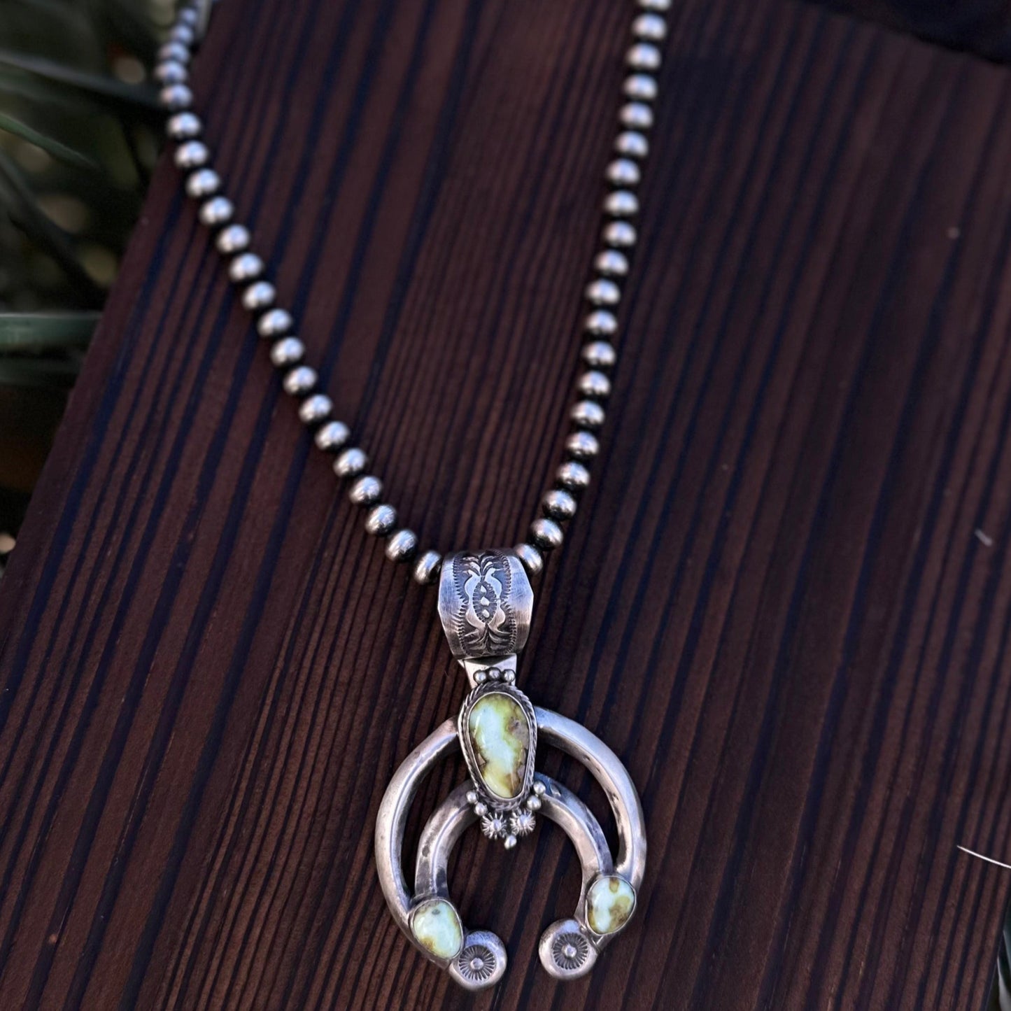 Sterling Silver Naja Pendant + Navajo Pearl Necklace by Samuel Yellowhair