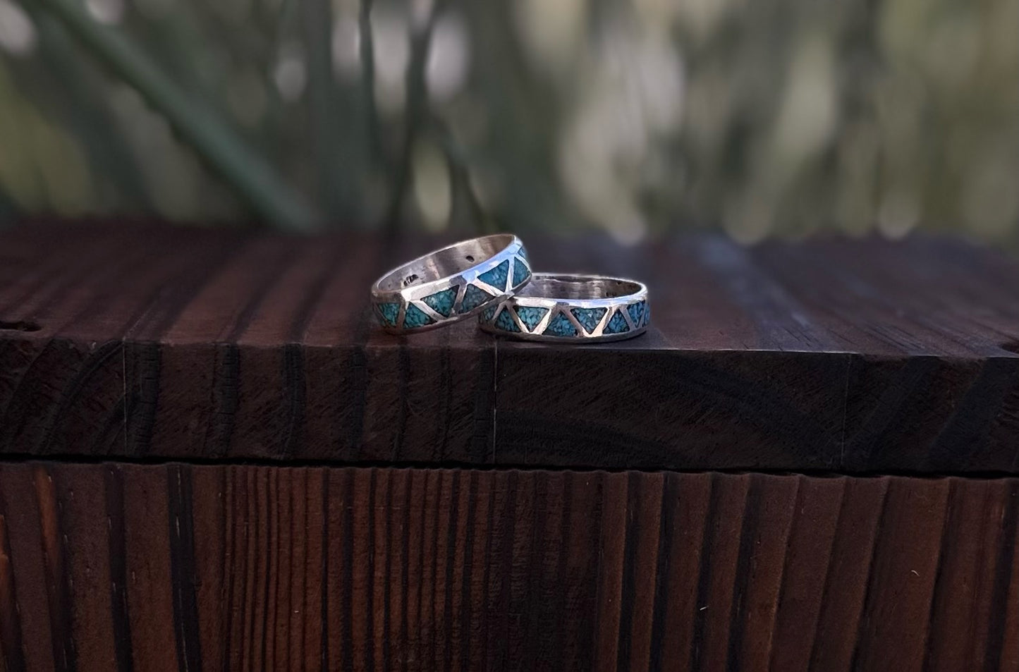 Sterling Silver Turquoise Chip Inlay Band