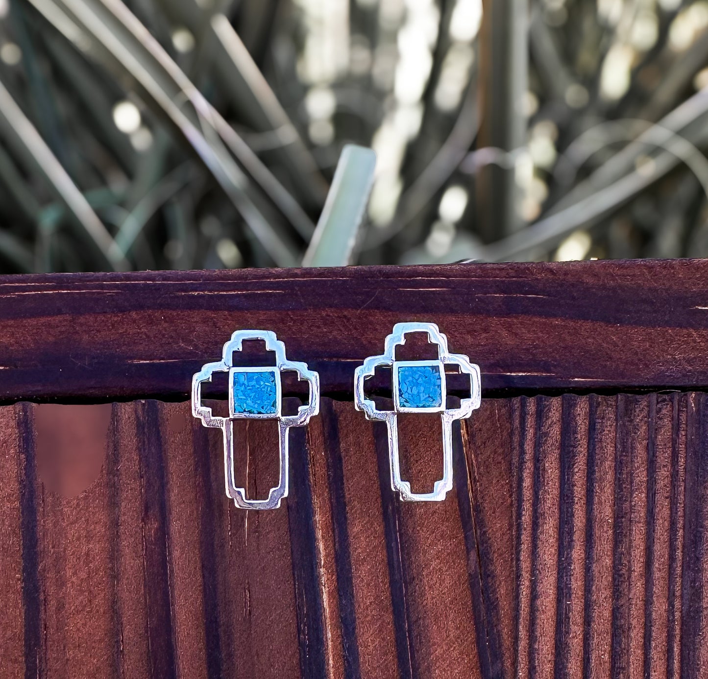Zia Turquoise Chip Inlay Sterling Silver Stud Earrings