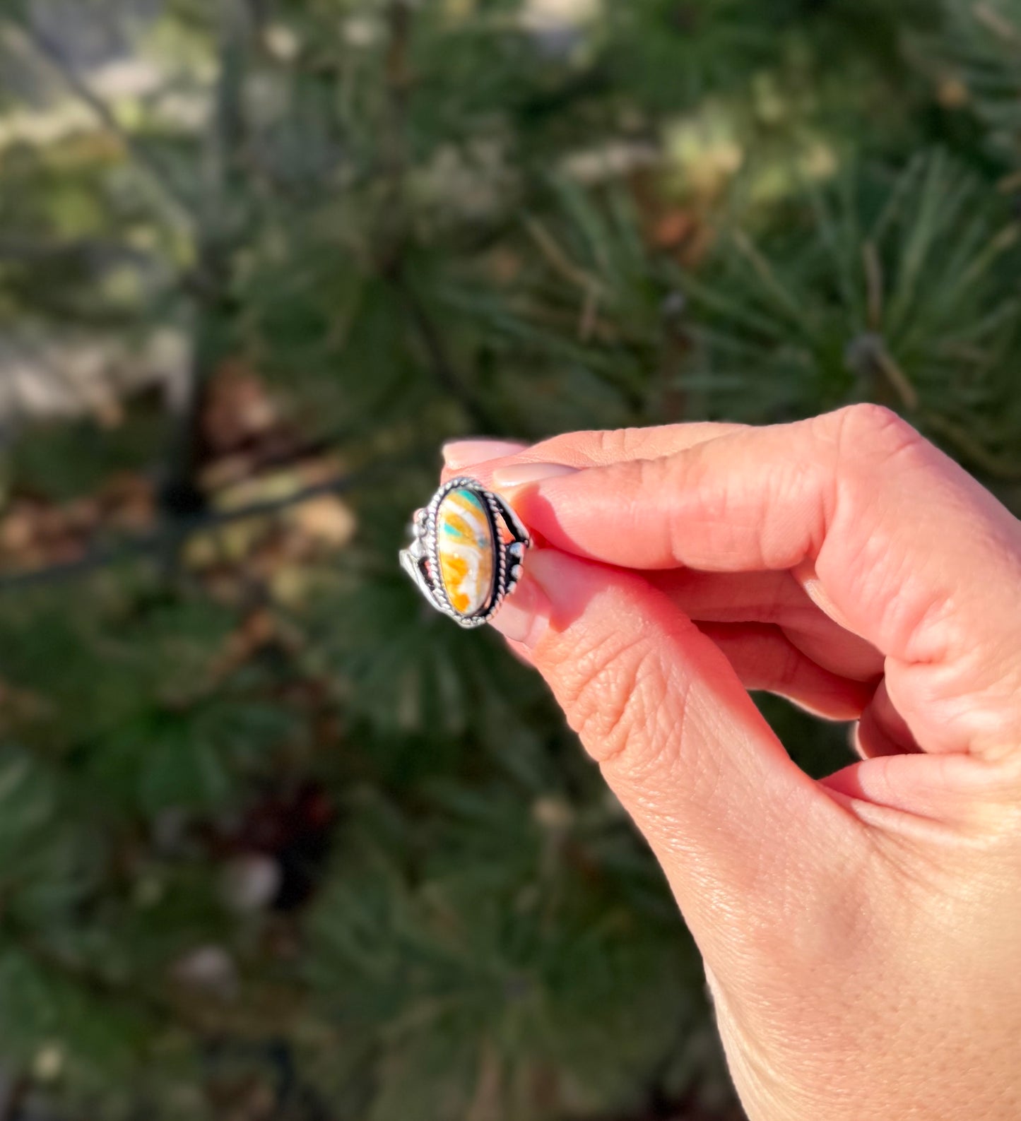 Spiny Oyster & Turquoise Mojave Ring | Size 6.5