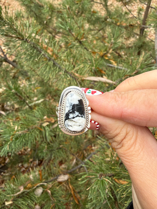 White Buffalo Ring by Linda Johnson (Size 7.5)