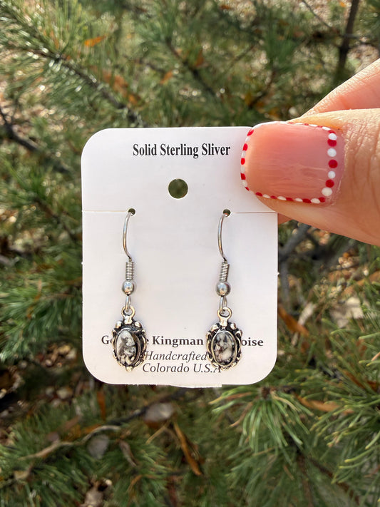 White Buffalo Oval Drop Earrings