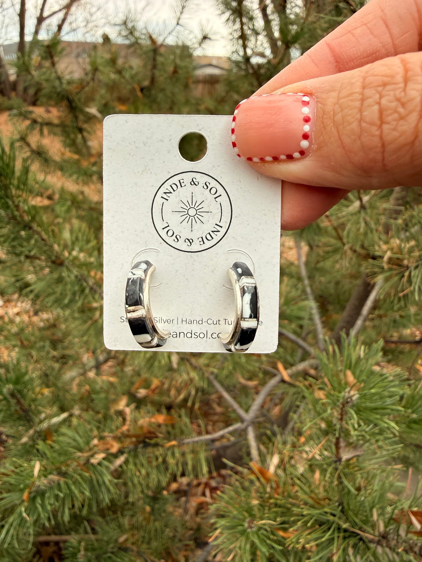 White Buffalo Sterling Silver Half-Hoop Earrings