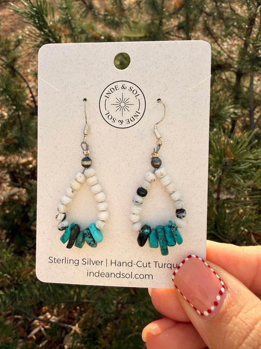 White Buffalo + Turquoise Beaded Teardrop Earrings