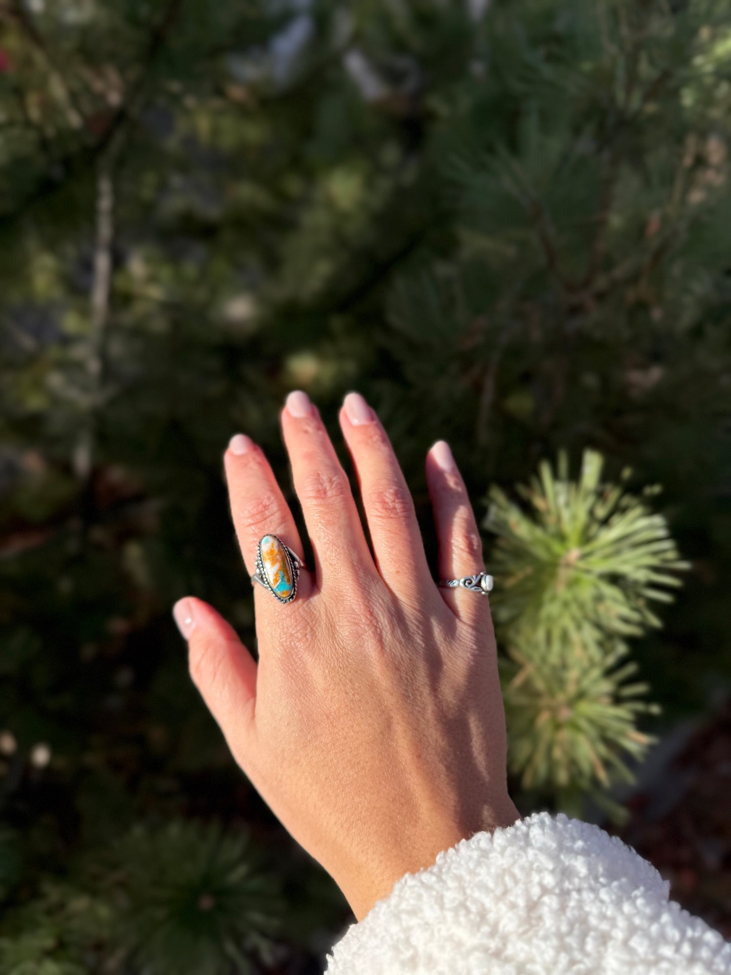 Spiny Oyster & Turquoise Mojave Ring | Size 8.5