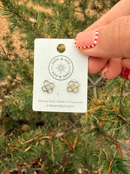 White Opal Zia Stud Earrings