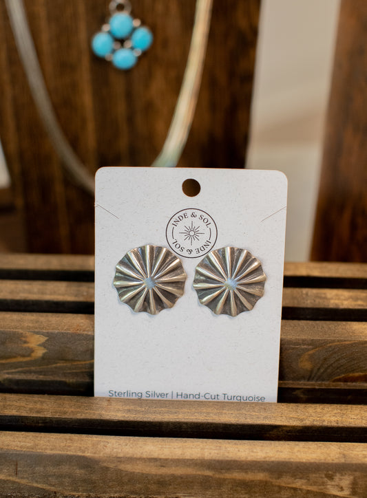 Stamped Sterling Silver Fan Studs - Arlene Soce