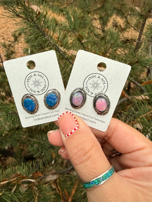 Sterling Silver Oval Stud Earrings