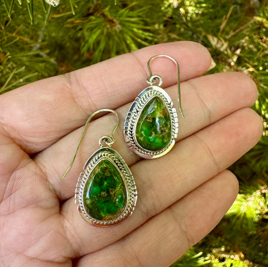 Green Turquoise Earrings by Linda Johnson
