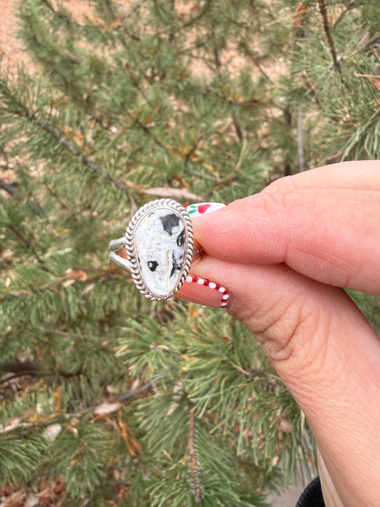 White Buffalo Oval Ring by Burt K. Francisco (Size 7)