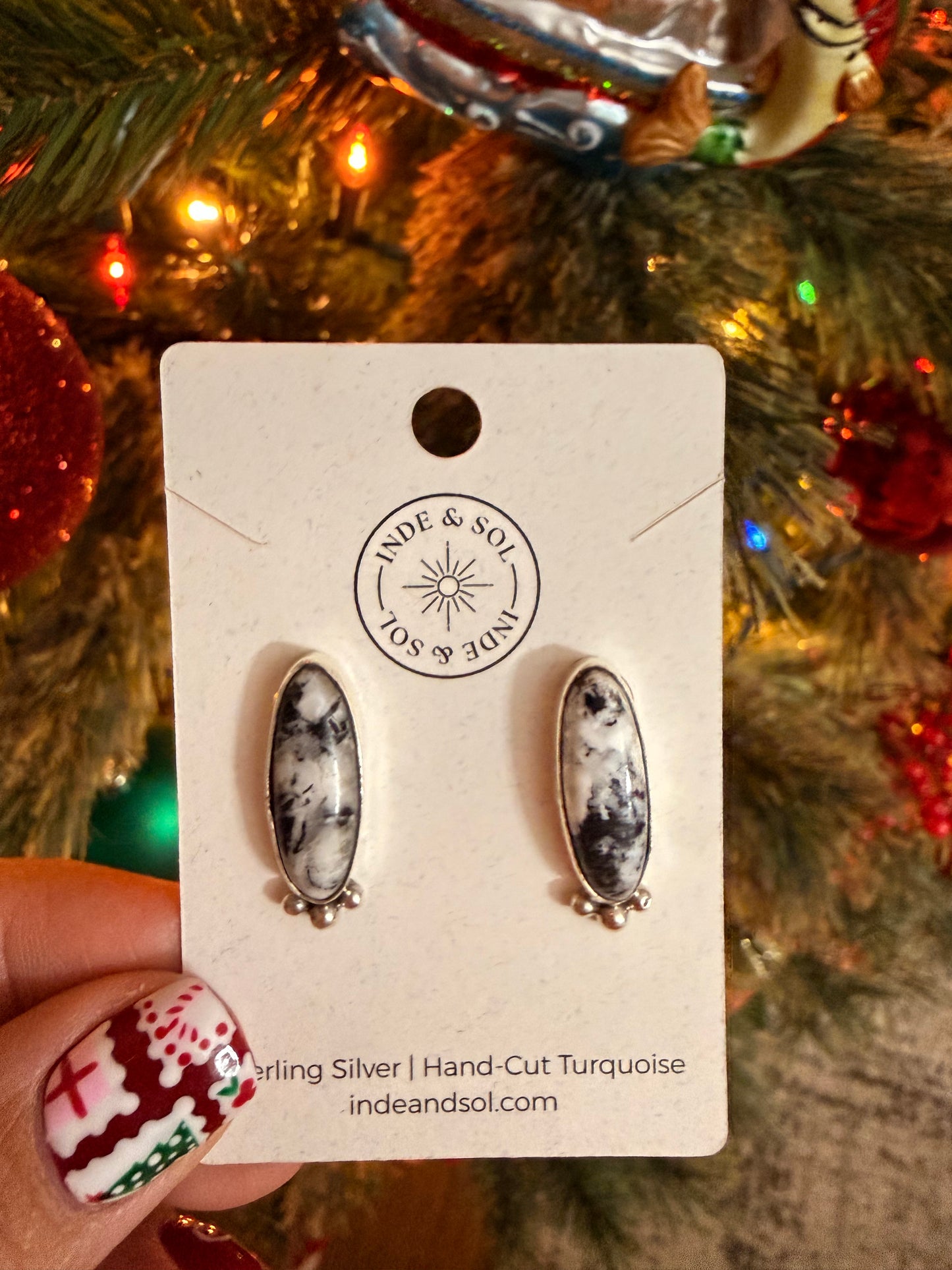 White Buffalo Sterling Silver Earrings – Navajo Artist Lee S.