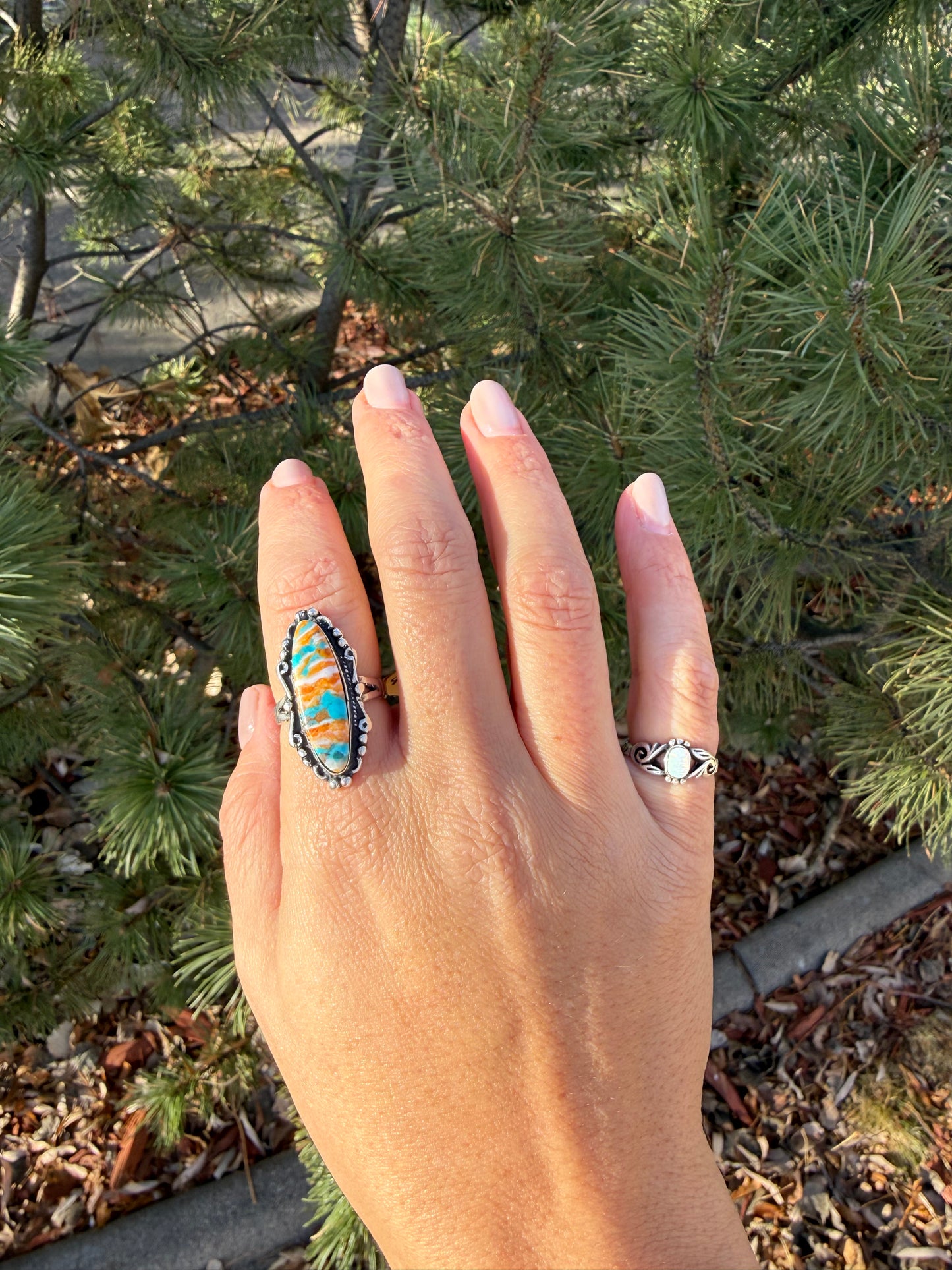 Spiny Oyster & Turquoise Mojave Ring | Size 8