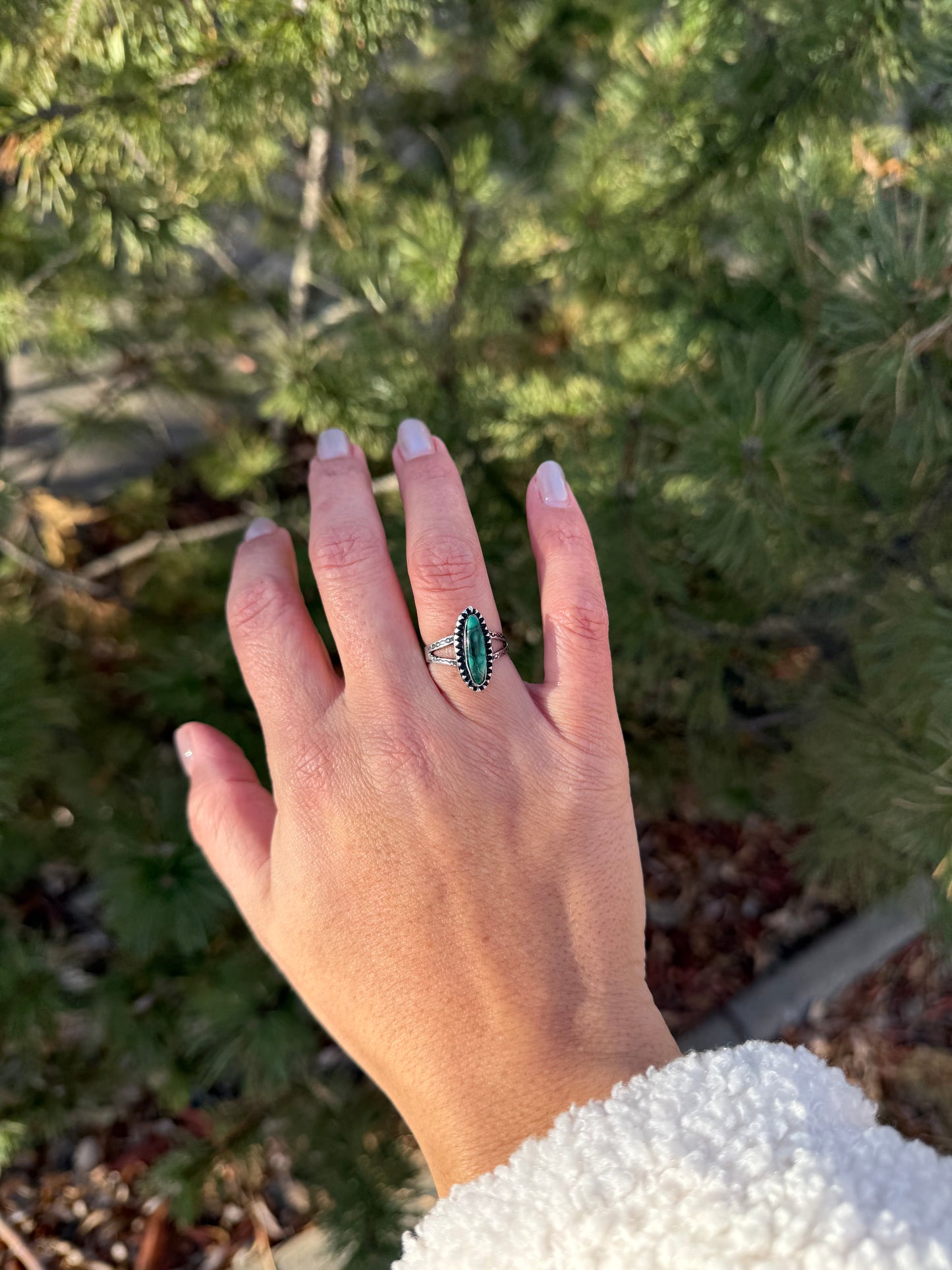 Marquise Stone Split Band Ring | Sterling Silver