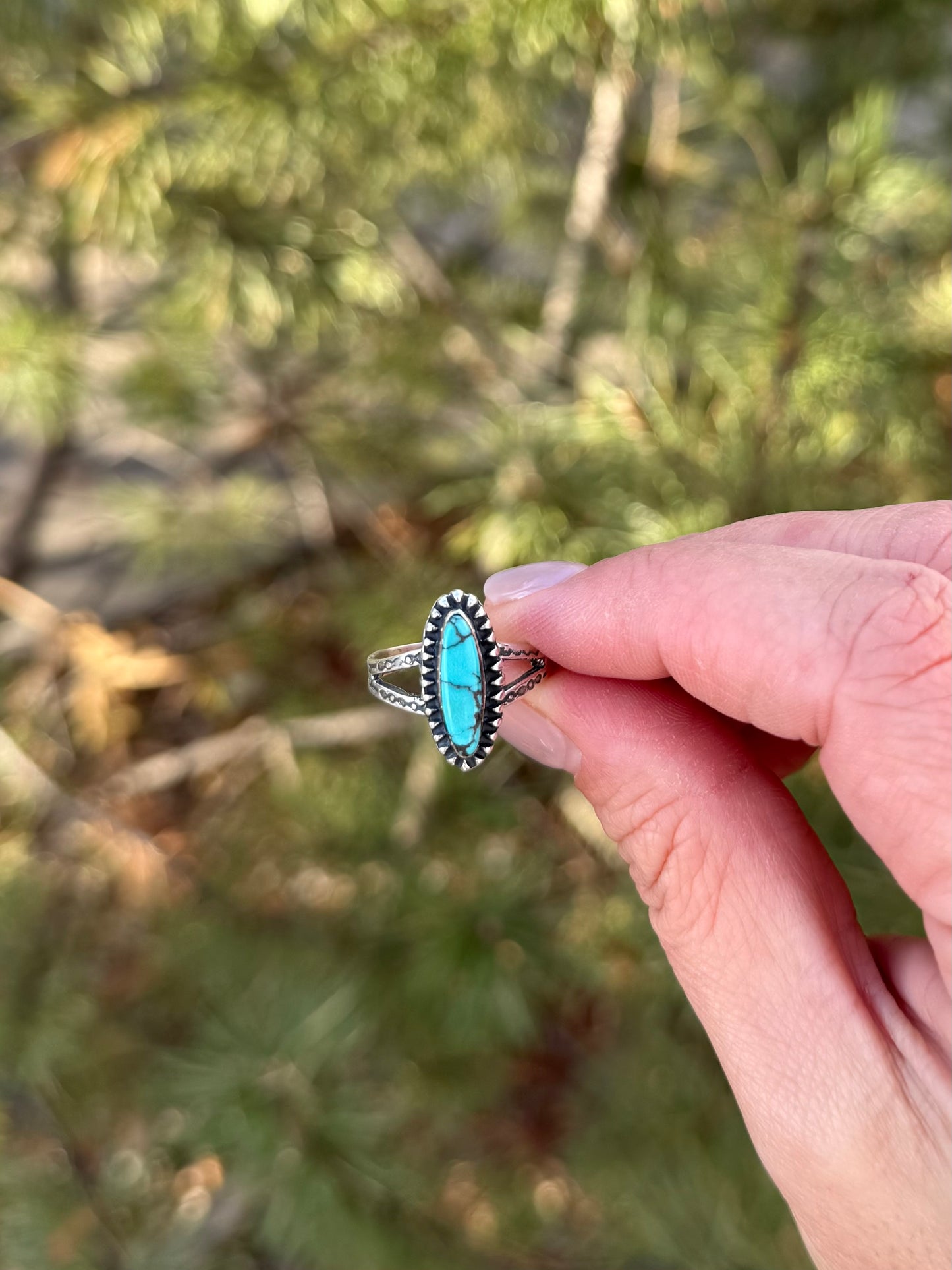Marquise Stone Split Band Ring | Sterling Silver
