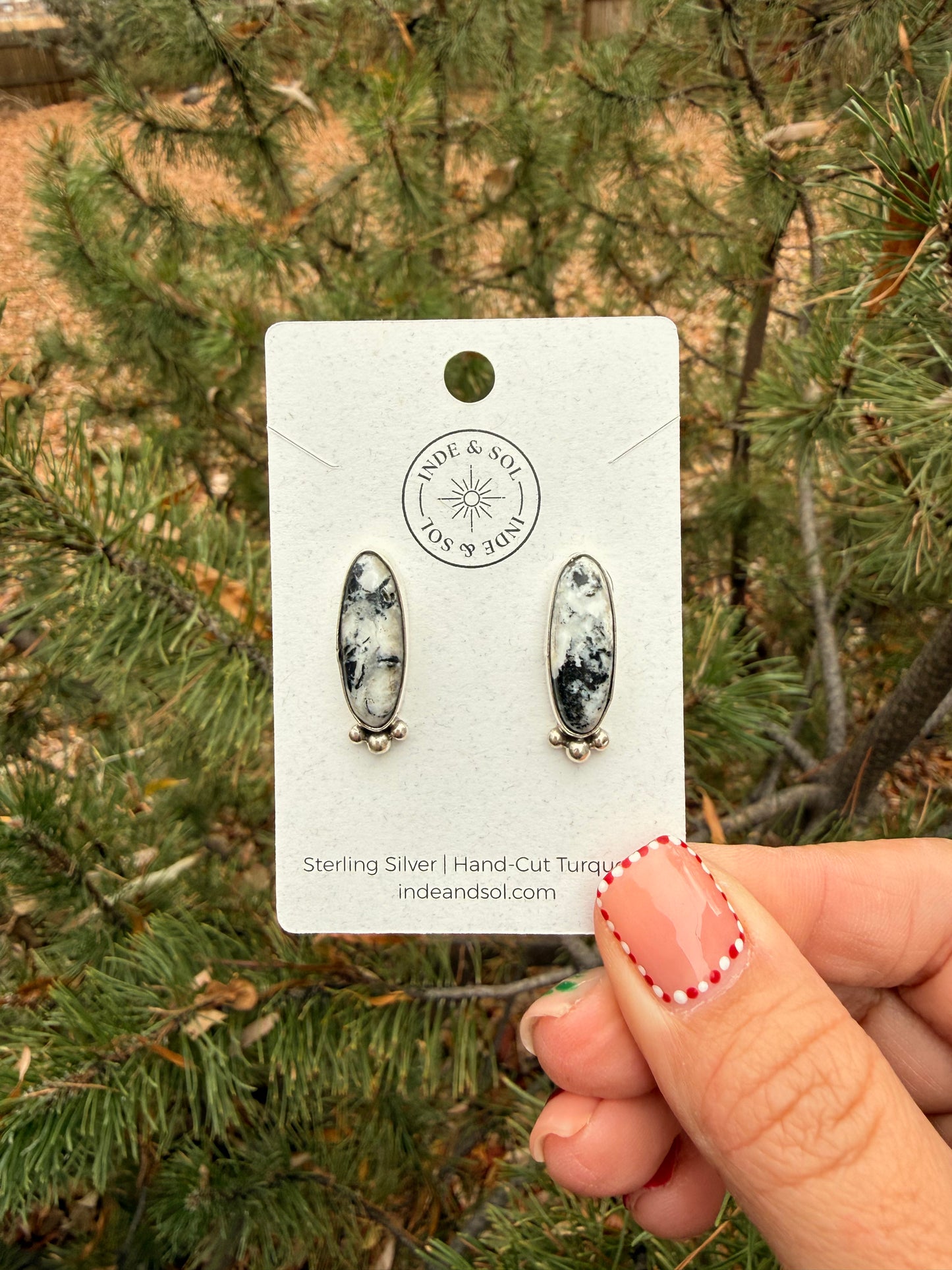 White Buffalo Sterling Silver Earrings – Navajo Artist Lee S.