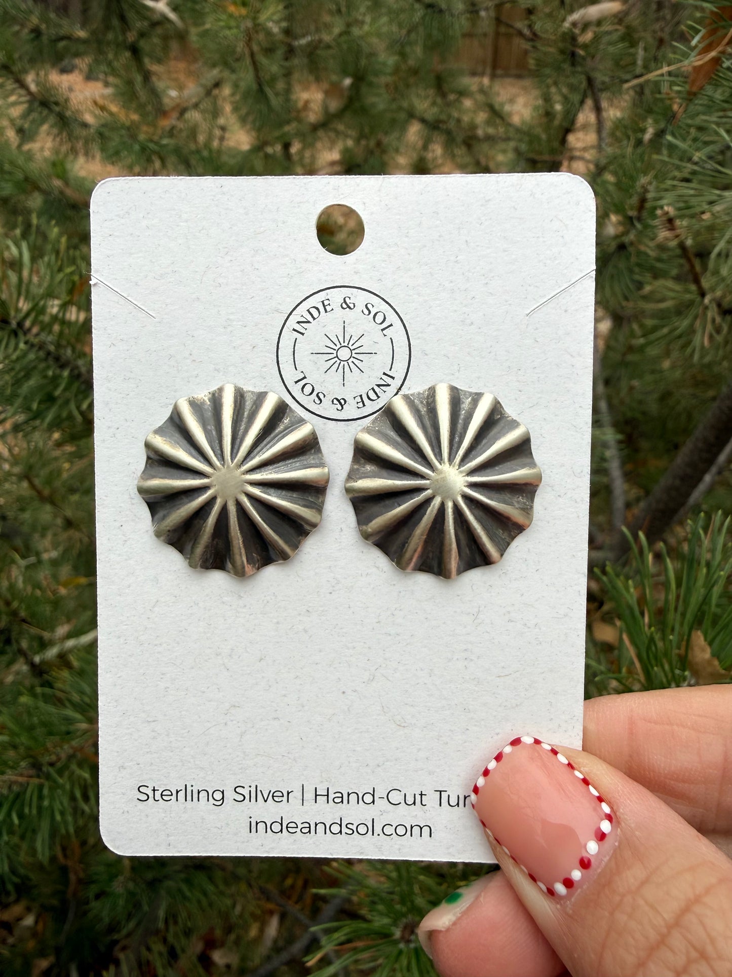 Stamped Sterling Silver Fan Studs - Arlene Soce