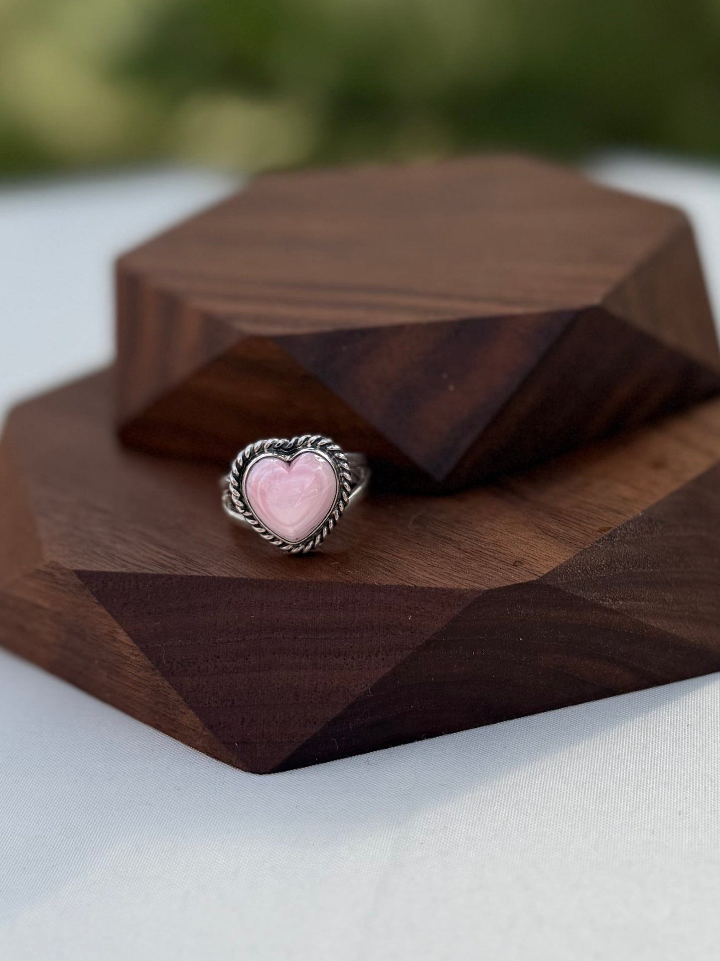 Pink Conch Heart Ring | Sterling Silver | Size 7