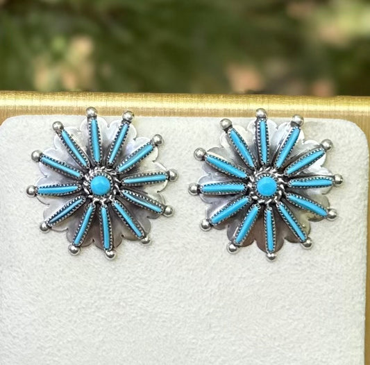 Zuni Turquoise Sunburst Stud Earrings - Samantha Waatsa