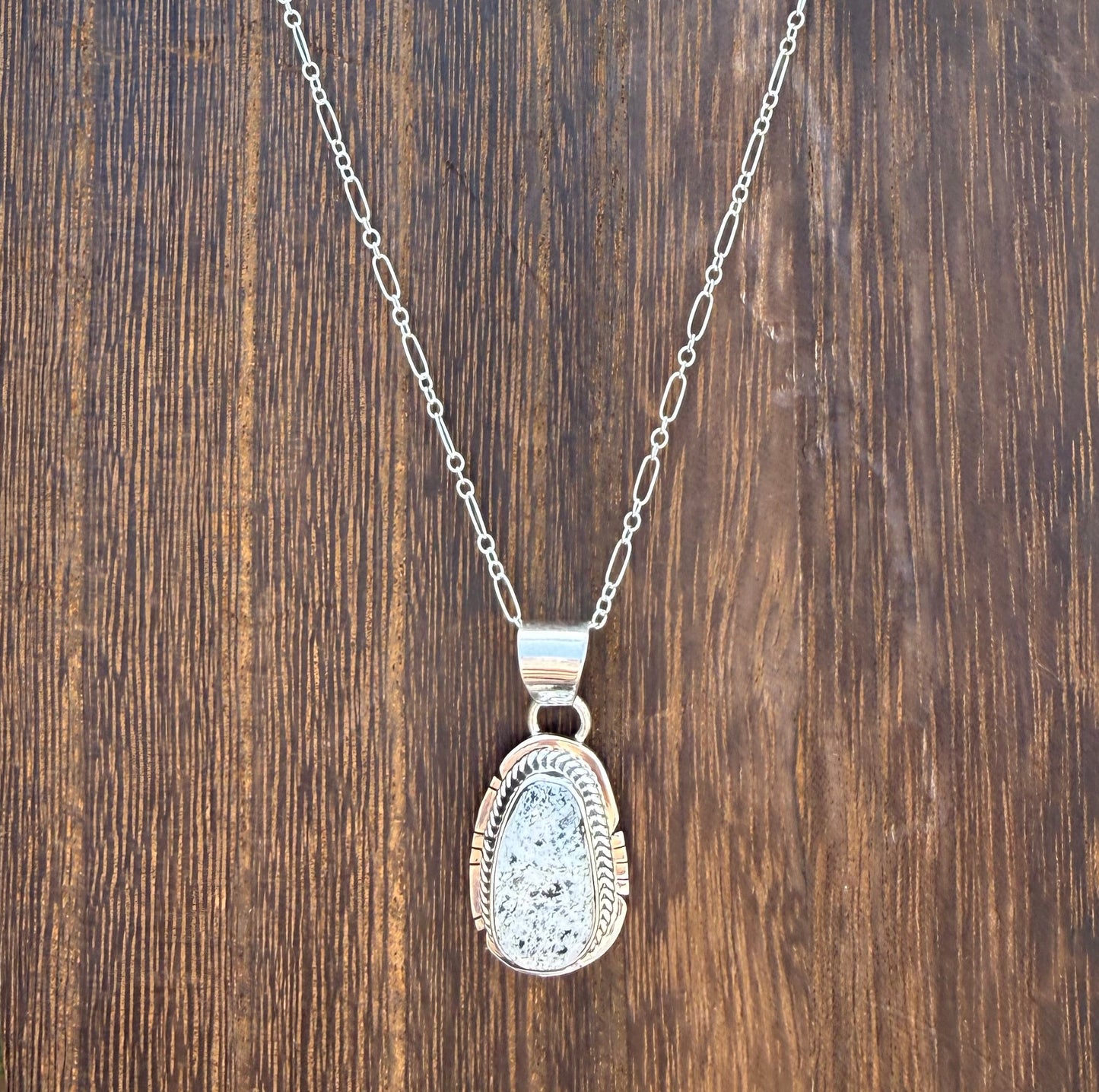 White Buffalo Pendant Necklace by Linda Johnson (Navajo) – 18”