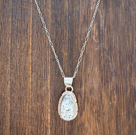 White Buffalo Pendant Necklace by Linda Johnson (Navajo) – 18”