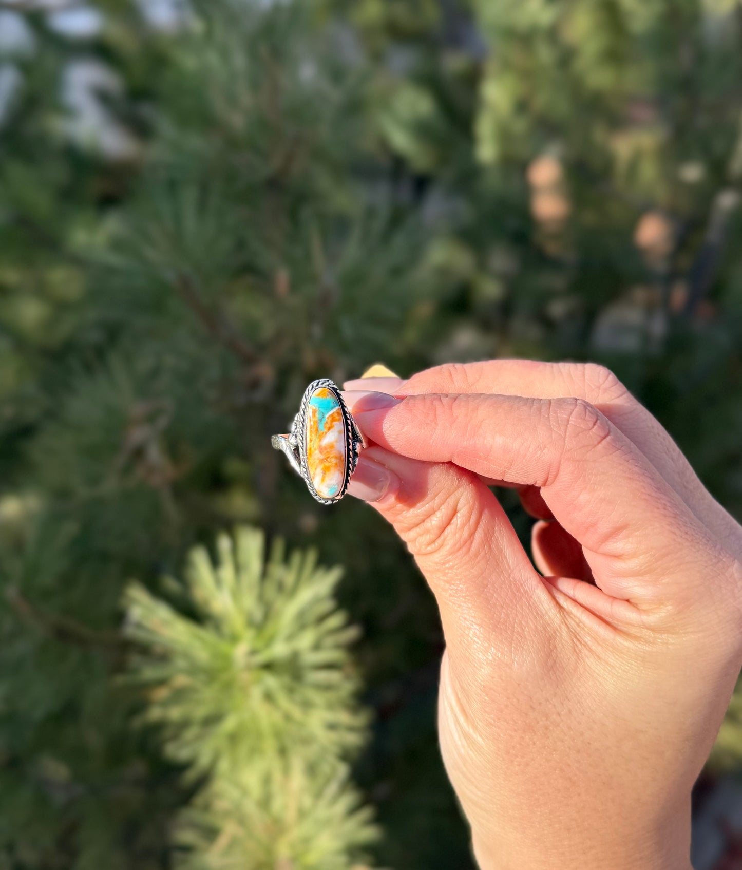 Spiny Oyster & Turquoise Mojave Ring | Size 8.5