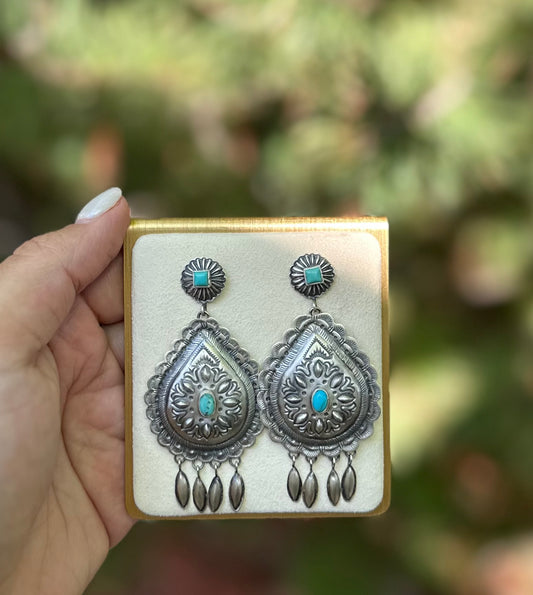Terry Charlie Sterling Silver & Turquoise Statement Earrings