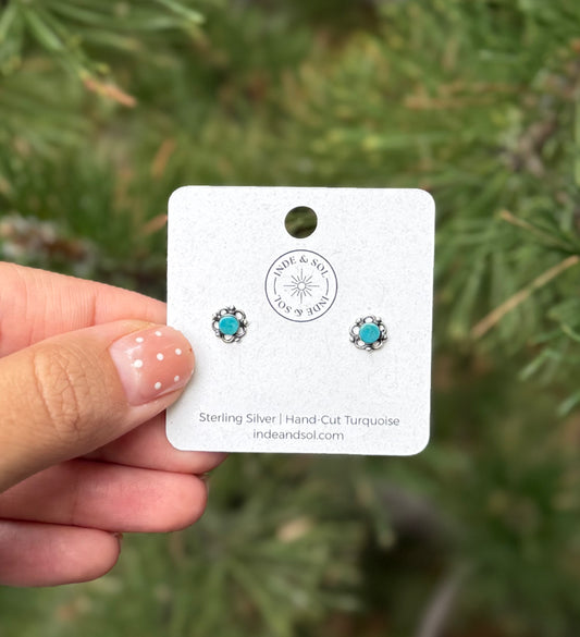 Turquoise Floral Studs