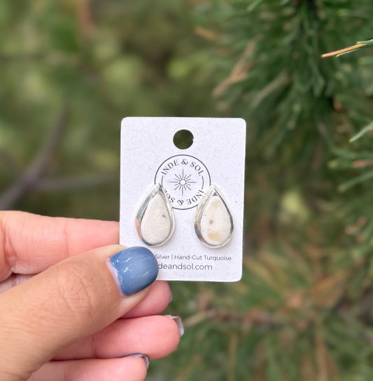 White Buffalo Tear Drop Studs