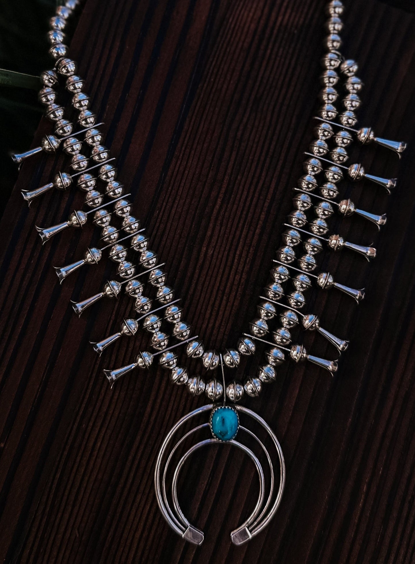 Sterling Silver Squash Blossom Necklace & Earrings by Phil & Lenora Garcia