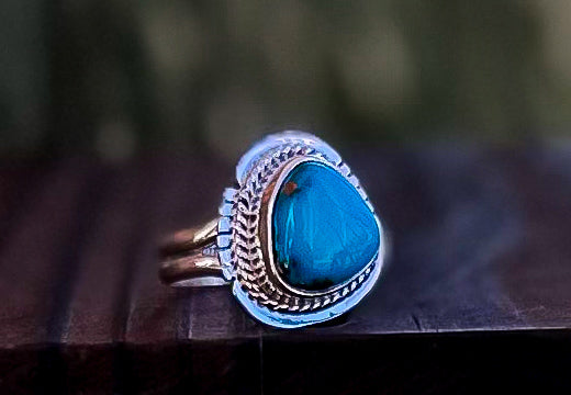 Turquoise Teardrop Ring by Linda Johnson - Size 6