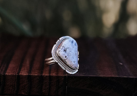 White Buffalo & Sterling Silver Ring by Burt Francisco - size 9