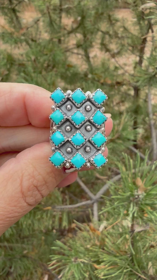 Turquoise Cluster Ring by Verley Betone (Size 8)